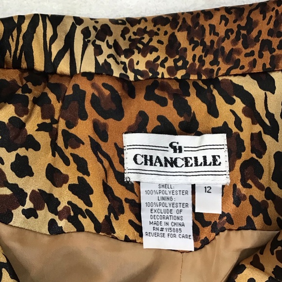 CHANCELLE WOMEN VINTAGE ELGANT 2 PIECE MULTI-ANIMAL PRINT BLAZER SKIRT SET SZ 12 - Picture 13 of 13